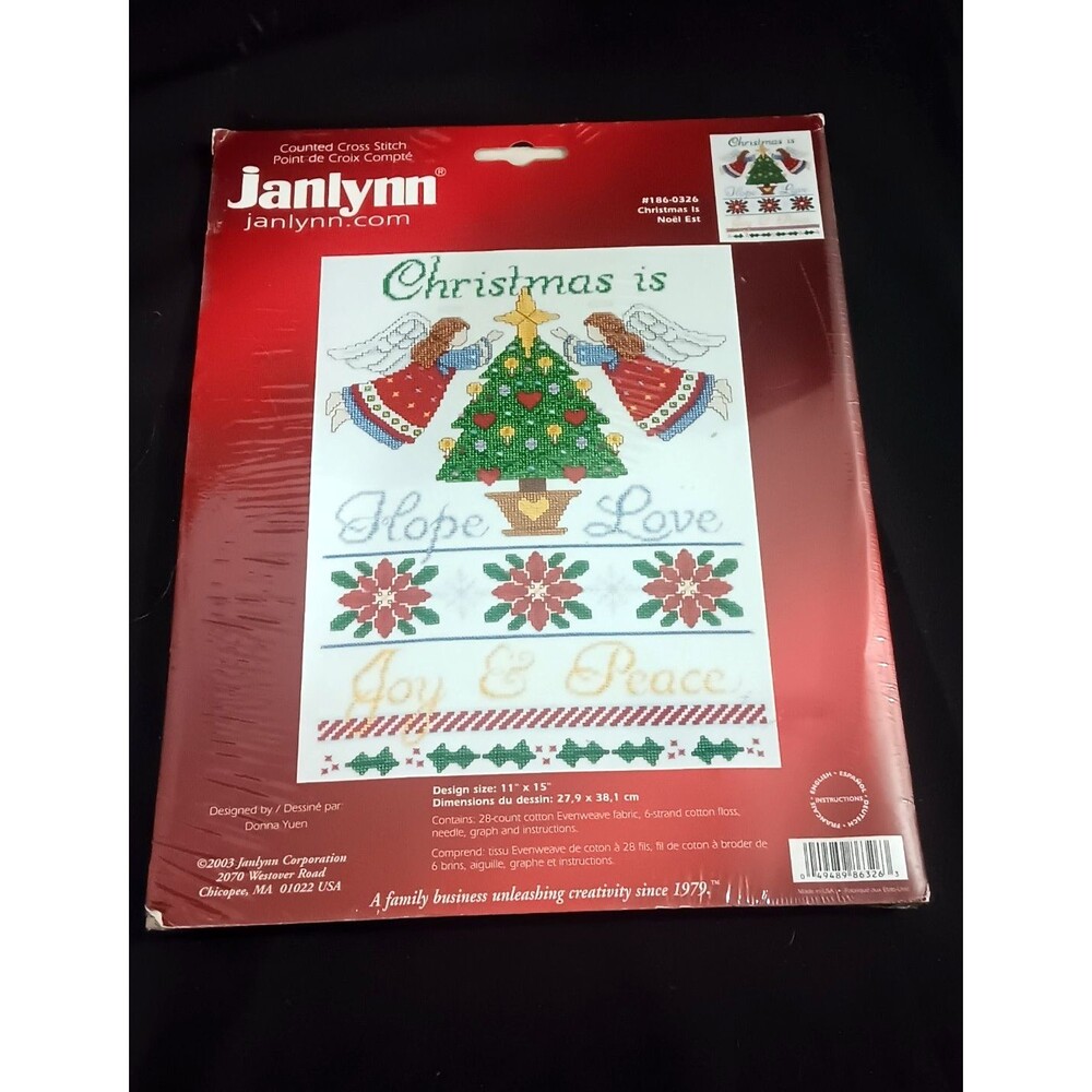 Janlynn Counted Cross Stitch Christmas Is Hope, Love, Joy & Peace 11" x 15" 2003